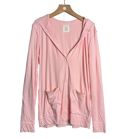 J.Crew Sweaters - J.Crew Tissue T Pink Cotton Button Front Hoodie Cardigan XS soft lightweight